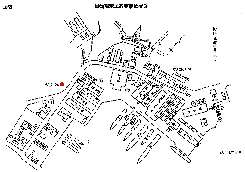 舞鶴工廠爆撃位置図（宍り）