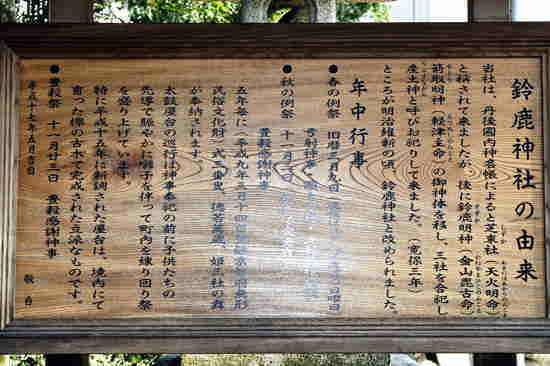 鈴鹿神社の案内板