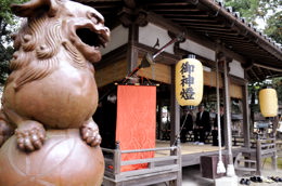 鈴鹿神社本殿と焼物の狛犬